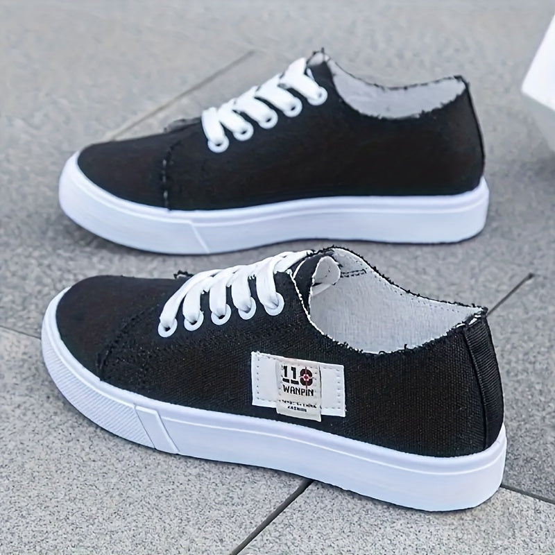 Flat Casual Canvas Sneakers Wear-Resistant Low-Cut Lace-Up Shoes