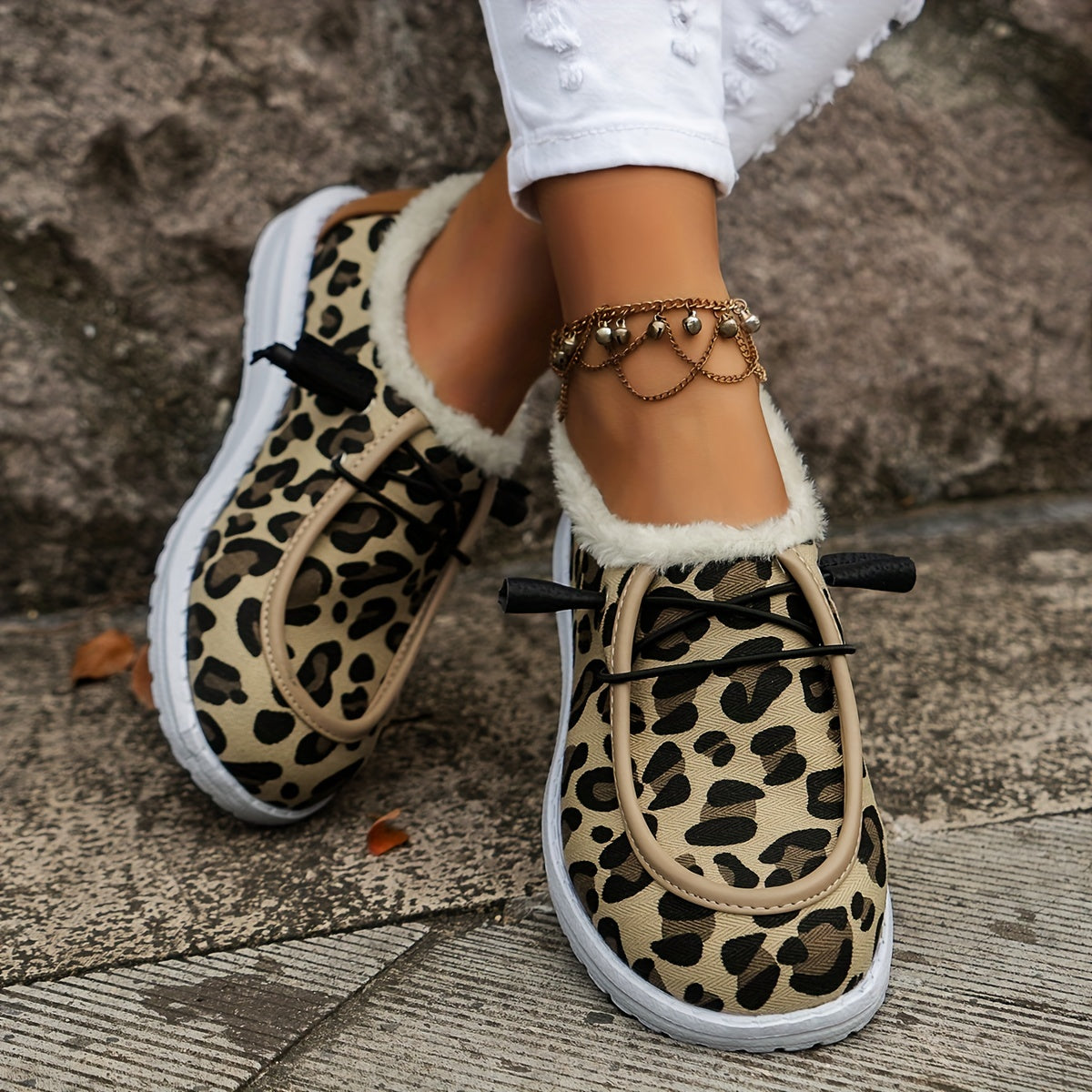 Leopard Pattern Non-slip Warm Walking Sneakers Sport Shoes