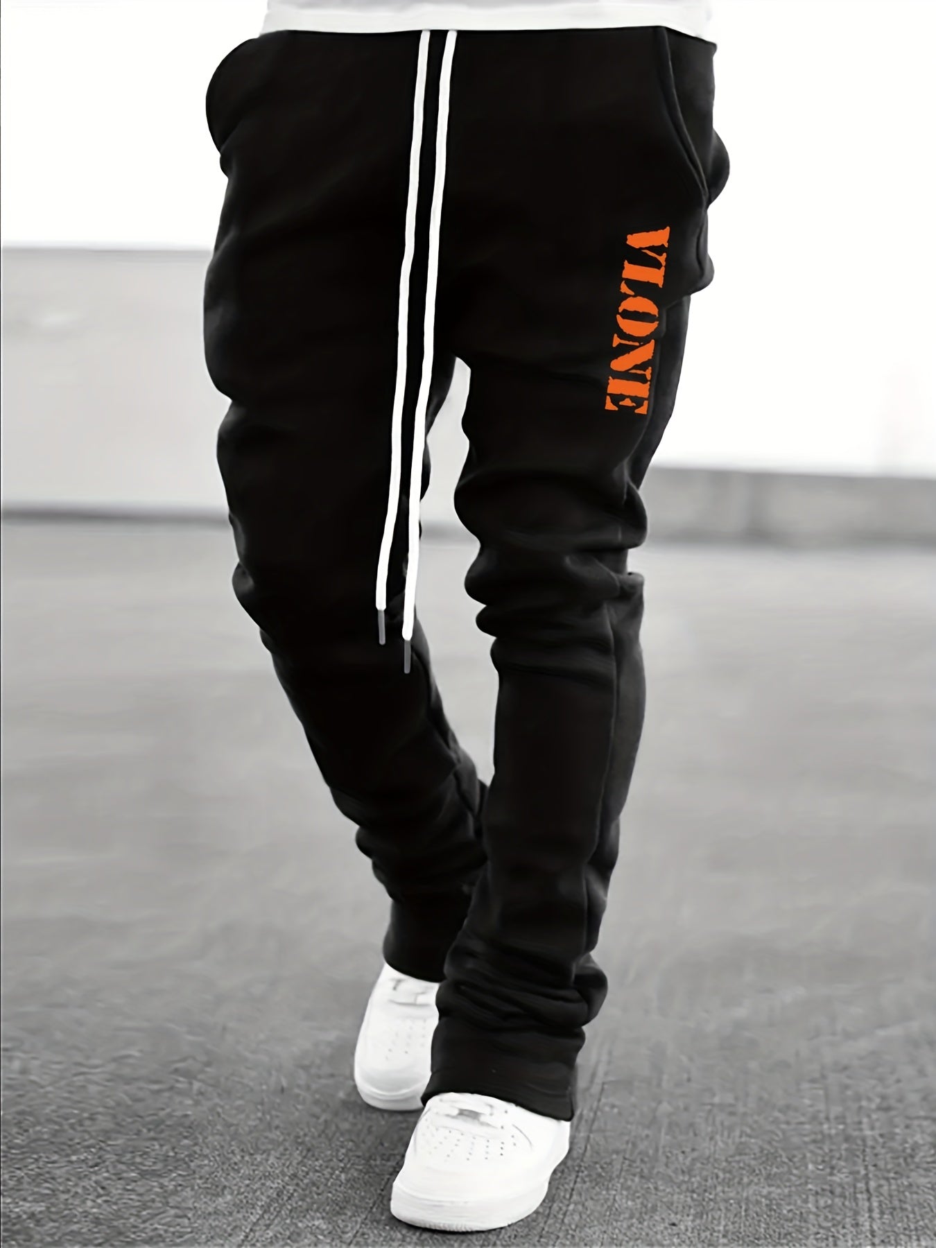 Men's Vlone Pattern Drawstring Flare Pants