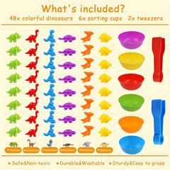 Dino Sensory Toys Set w/ Sorting Bowls & Matching Game for Toddlers