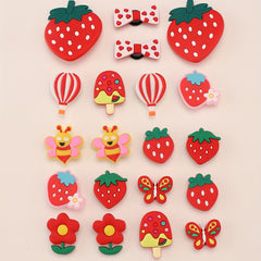 20pcs Cartoon Shoes Buckle Pink Strawberry Bee Shoe Charm DIY Shoe Accessories