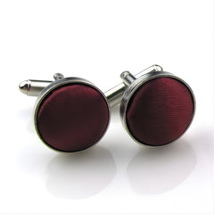 Business Men's Cufflinks Metal Yarn Dyed Cloth Button Round French Cufflink