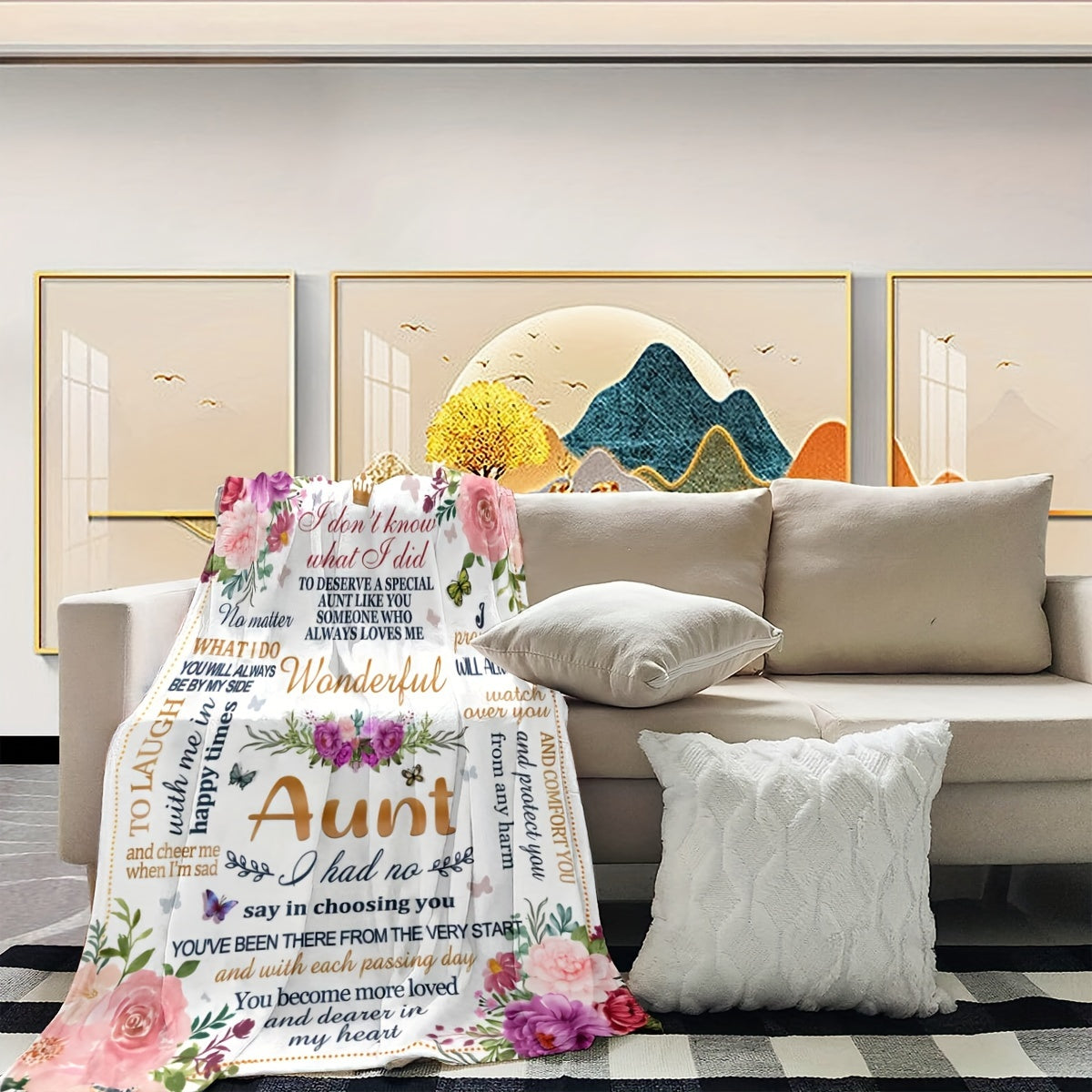 Digital Printing Soft Flannel Warm Throw Blanket for Sofa Bed Office Nap Camping