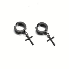 Gothic Hip hop Punk Cross Pendants Earrings for Men Women