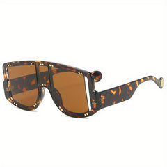 Large Frame Square Rivet Colorful Sunglasses Punk Conjoined PC Sunglasses