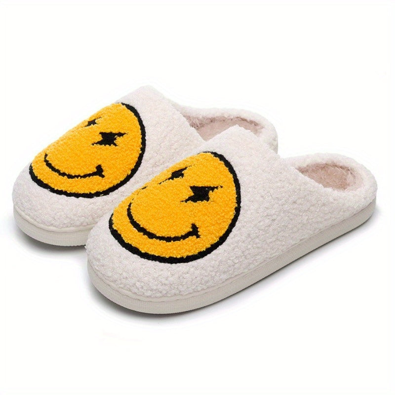 Soft Plush Cozy Smiling Face House Slippers Anti skid Slip on Shoes Indoor