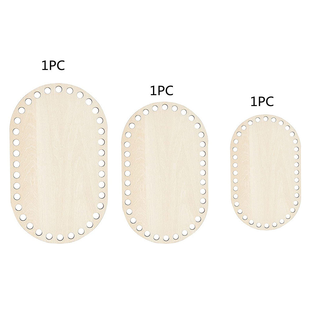 6pcs DIY Oval Blank Crochet Basket Wood Base 2mm Thickness Craft Making