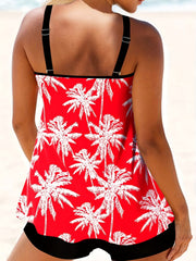  Modest Tankini Set Tropical Print Round Neck Cami Top & S