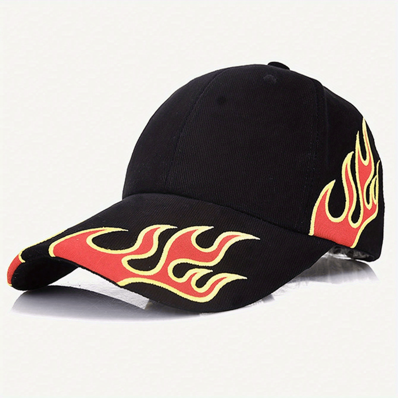 Mesh Flame Embroidered Baseball Cap for Couples