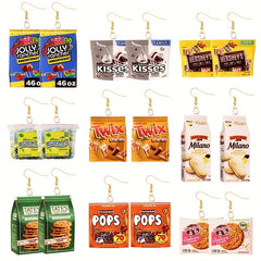 Funny Snack Bag Dangle Earrings Chip Candy Cookie Chocolate Bag Hip Hop Style