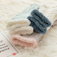 Women's Colorblock Fuzzy Socks Mid Tube Warm Stockings