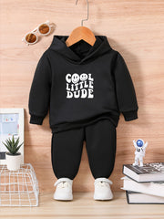 Baby Ltr Print Casual Outfit Hoodie Trousers Set LITTLE DUDE