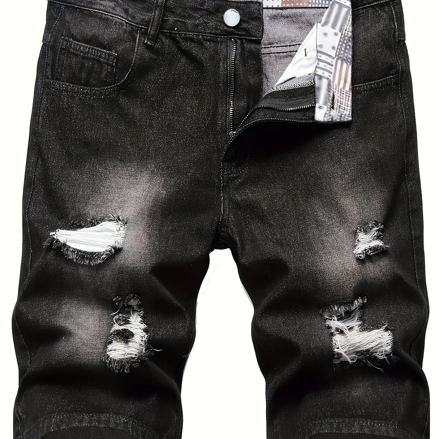Men's Ripped Denim Shorts with Pockets for Spring and Summer