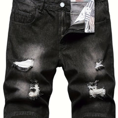 Men's Ripped Denim Shorts with Pockets for Spring and Summer