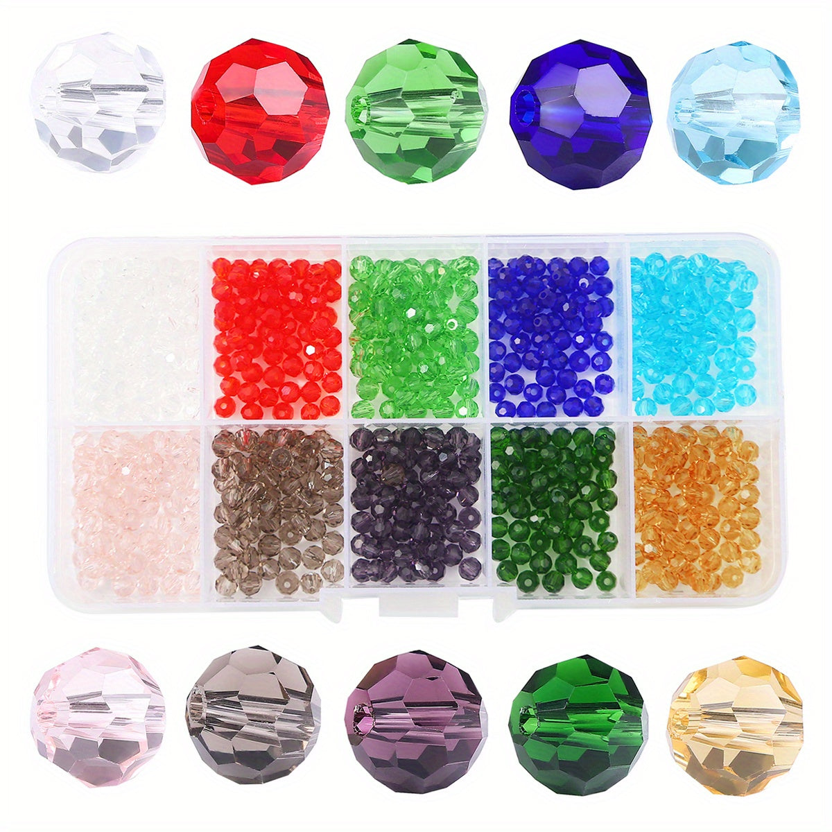 10 Glass Ball Beads Transparent Earth Beads Crystal Loose Beads