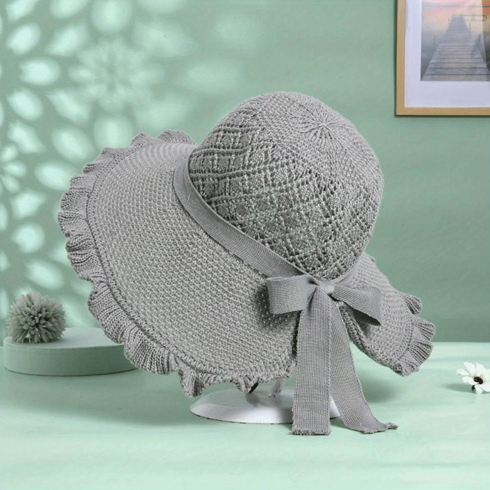 Crochet Hollow Wide Brim Sun Hat for Women
