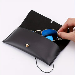 Solid PU Leather Sunglasses Storage Case Pouch Portable Eyewear Container