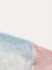 Colorblock Semi Sheer Round Neck Sweater