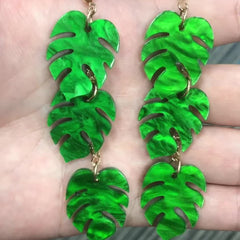 Tropical Green Plant Charms Earrings - Nature Lover Gift