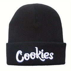 Letter Embroidery Cotton Beanie Solid Knit Hat Hip Hop Unisex Couple Skull Hats
