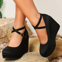 Women's Platform Wedge Heels Mary Jane Comfort Dress Shoes