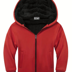 Boys Warm Hooded Sweatshirt with Zip Up Pockets