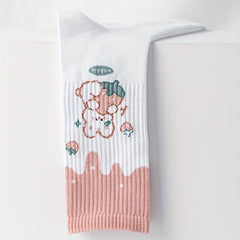 3 Pairs Bear & Bunny Crew Socks Women's Stockings