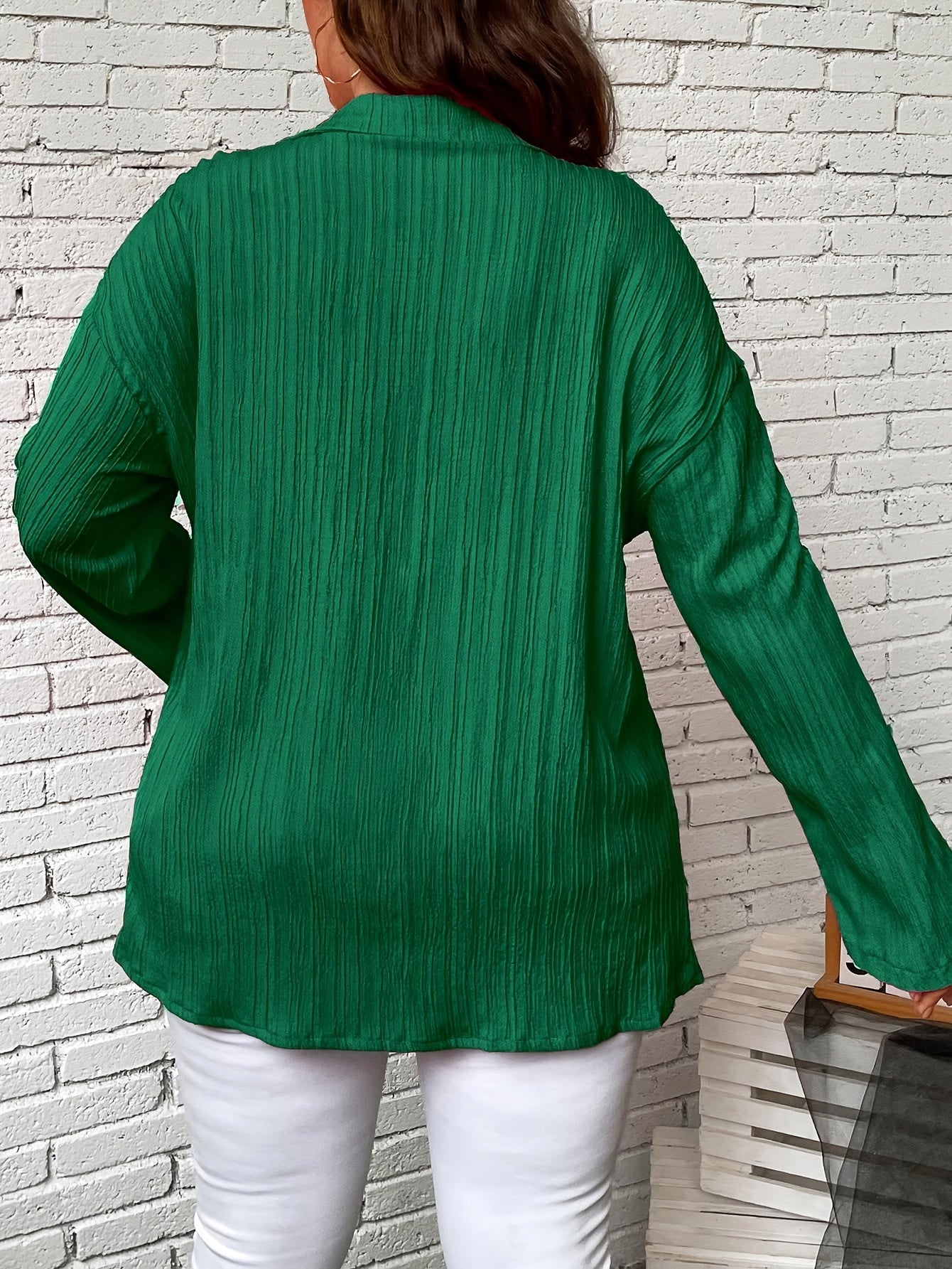  Women's Solid Button Up Blouse