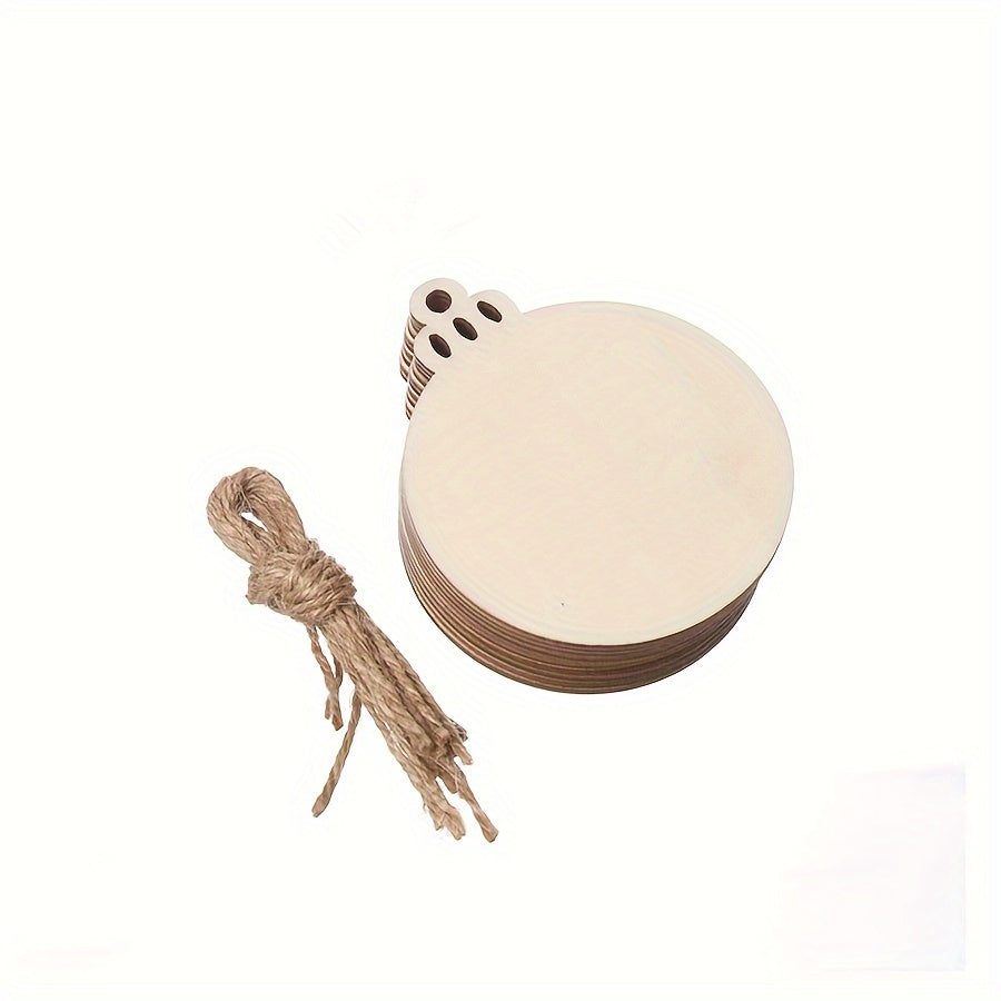 10pcs Natural Wood Small Pendants DIY Crafts Wood Chips Home Christmas Ornaments