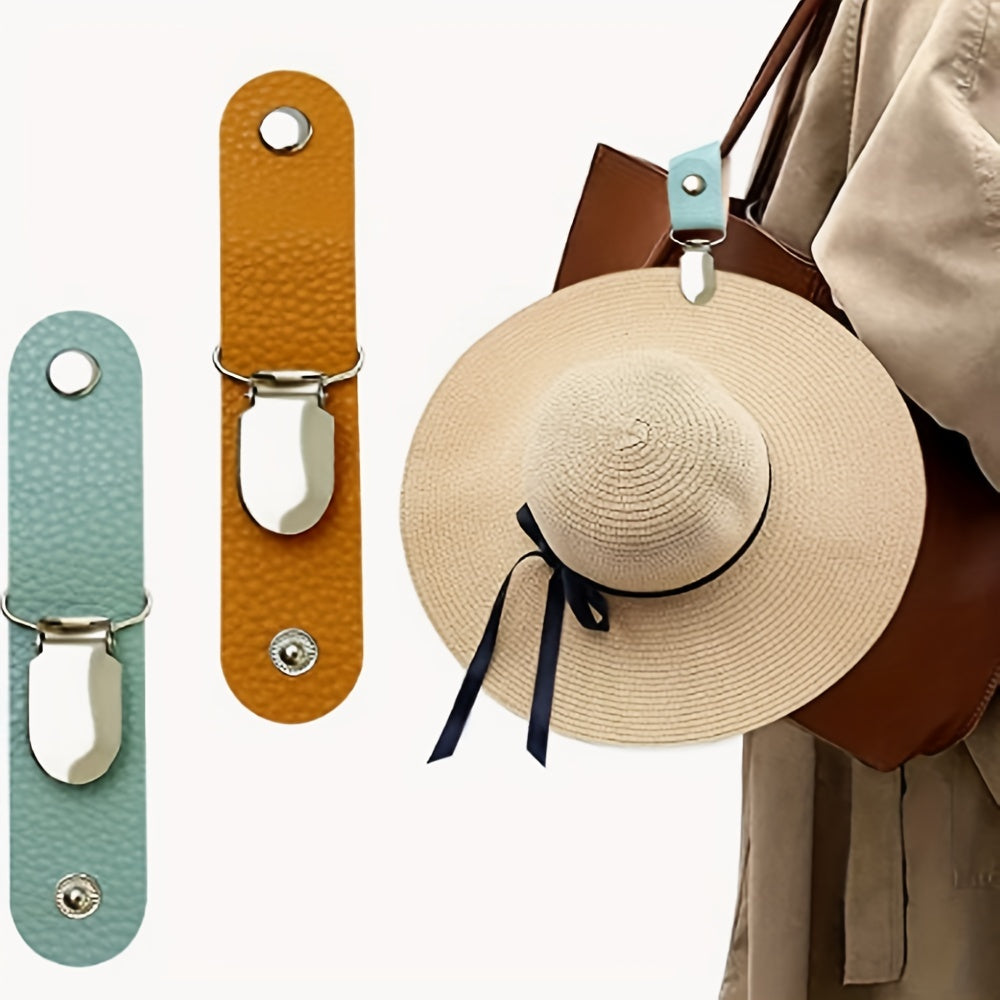 PU Leather Sun Hat Clip Hanging Buckle Outdoor Travel Hat Duckbill Fixed Storage