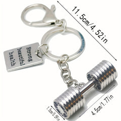 Fitness Dumbbell Keychain Metal Backpack Buckle Sports Key Chain for Men