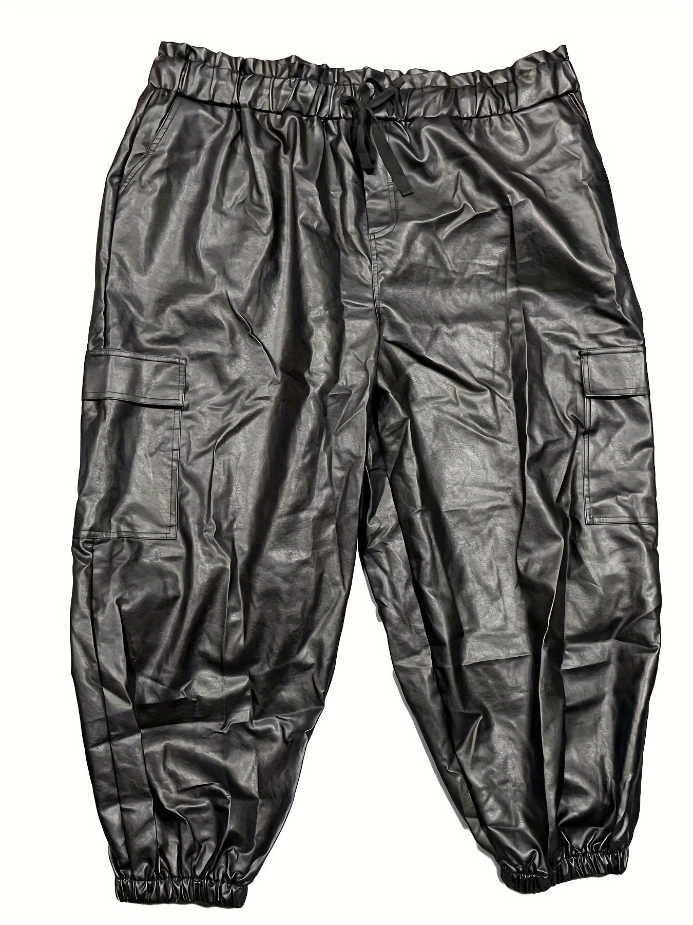 Women's Plus Faux Leather Cargo Jogger Trousers