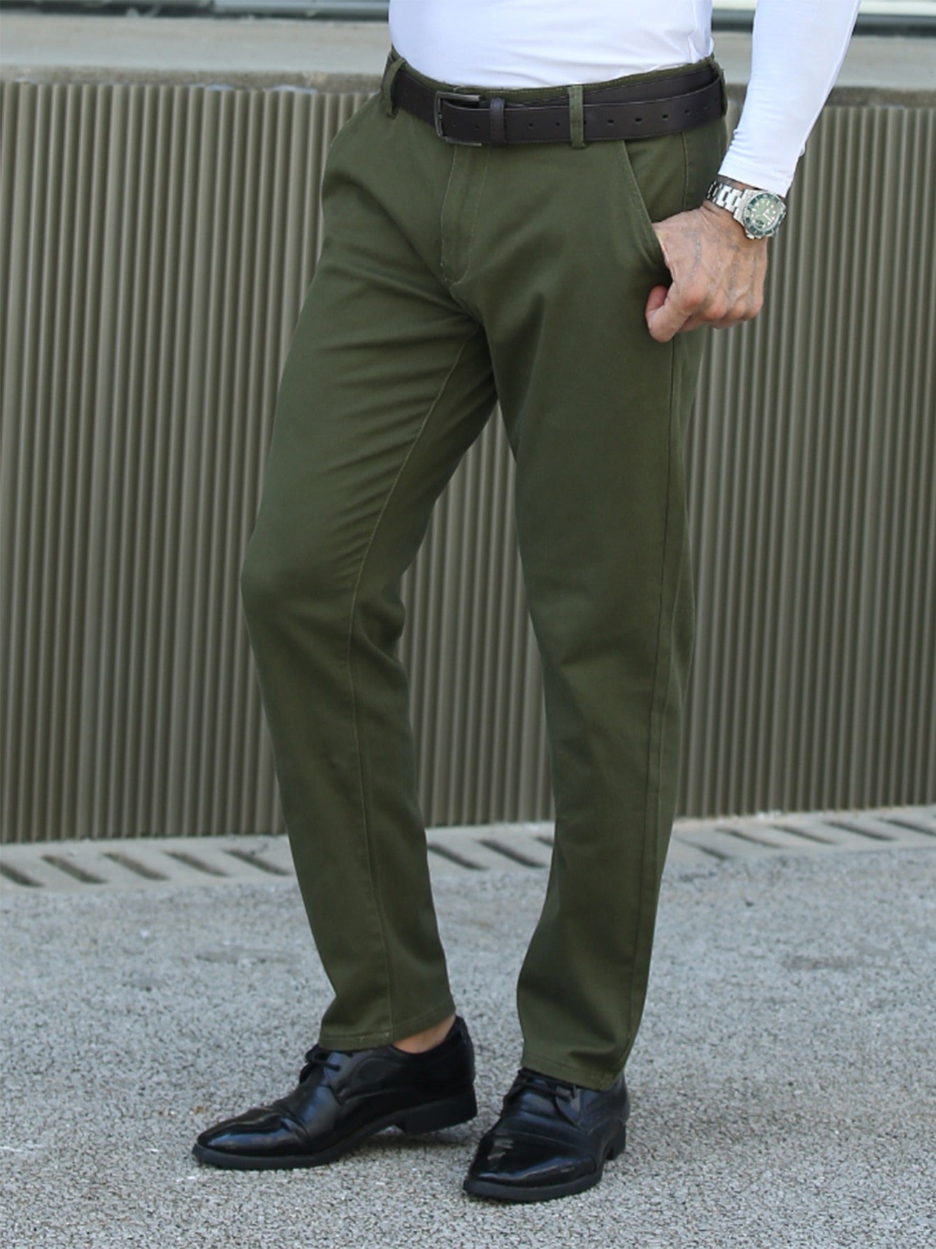 Men's Micro Stretch Solid Straight Trousers