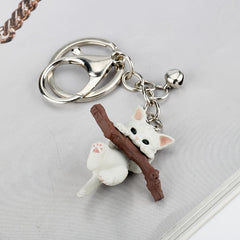 Love Simulation Branch Bell Kitten Keychain Doll Pendant