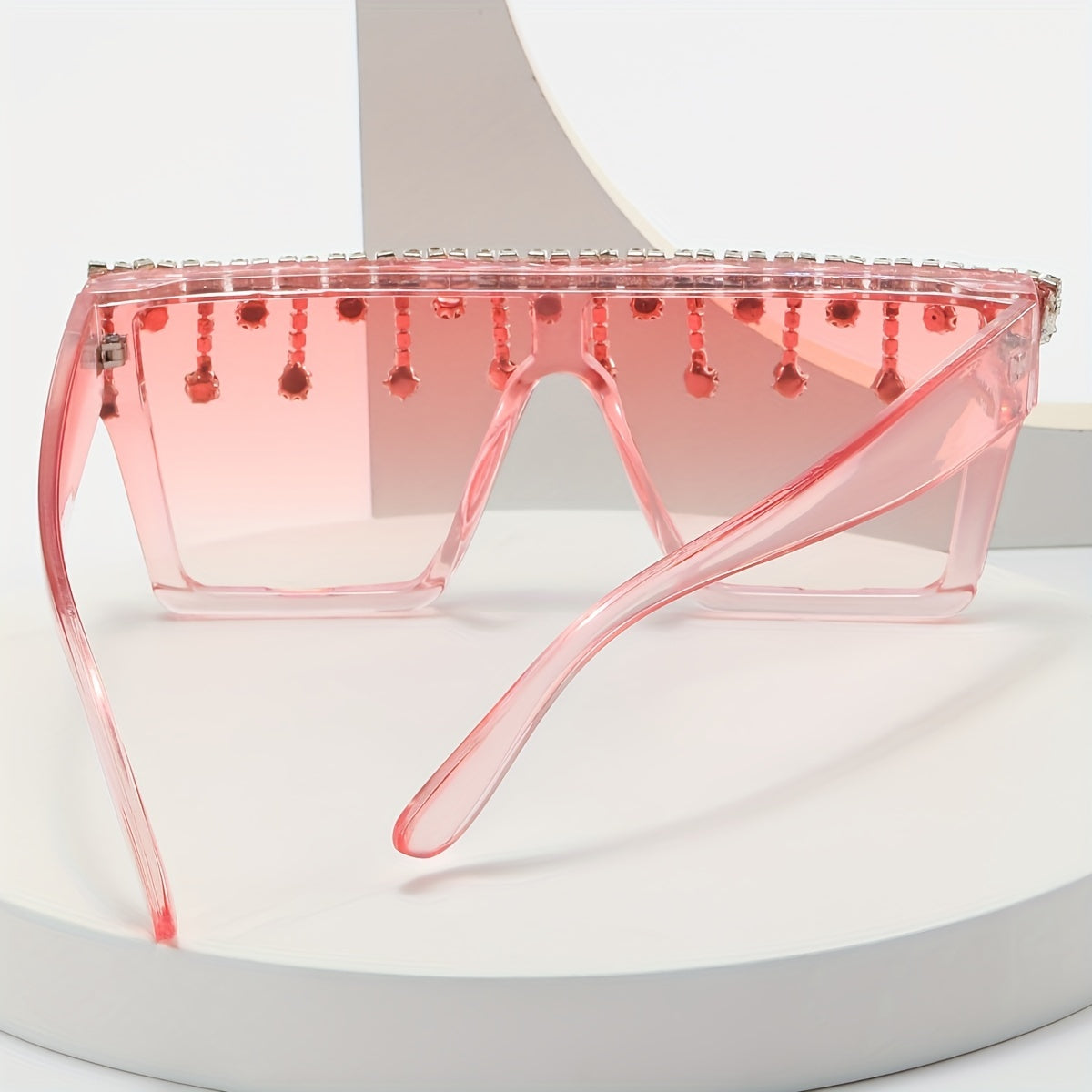 Y2K Square Frame Sunglasses Rhinestone Tassel Decor UV400