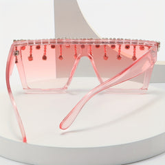 Y2K Square Frame Sunglasses Rhinestone Tassel Decor UV400