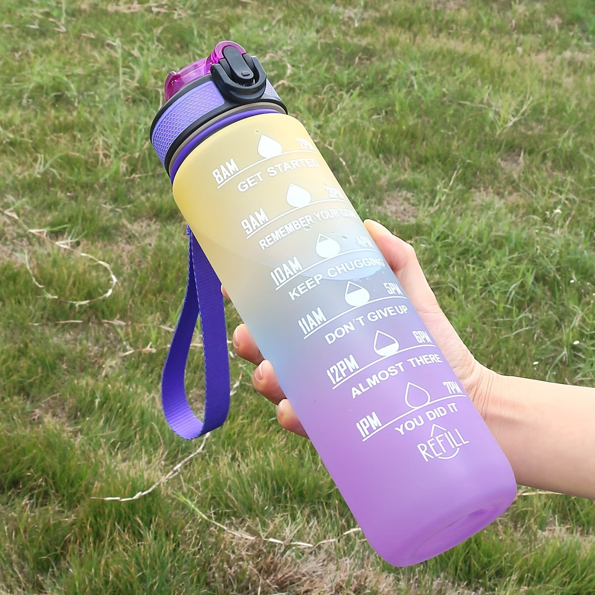 32oz Motivational Water Bottle with Straw BPA Free Leak Proof for Fitness