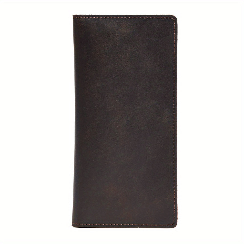Retro Men's Leather Card Wallet Long Thin Clutch Men's Wallet