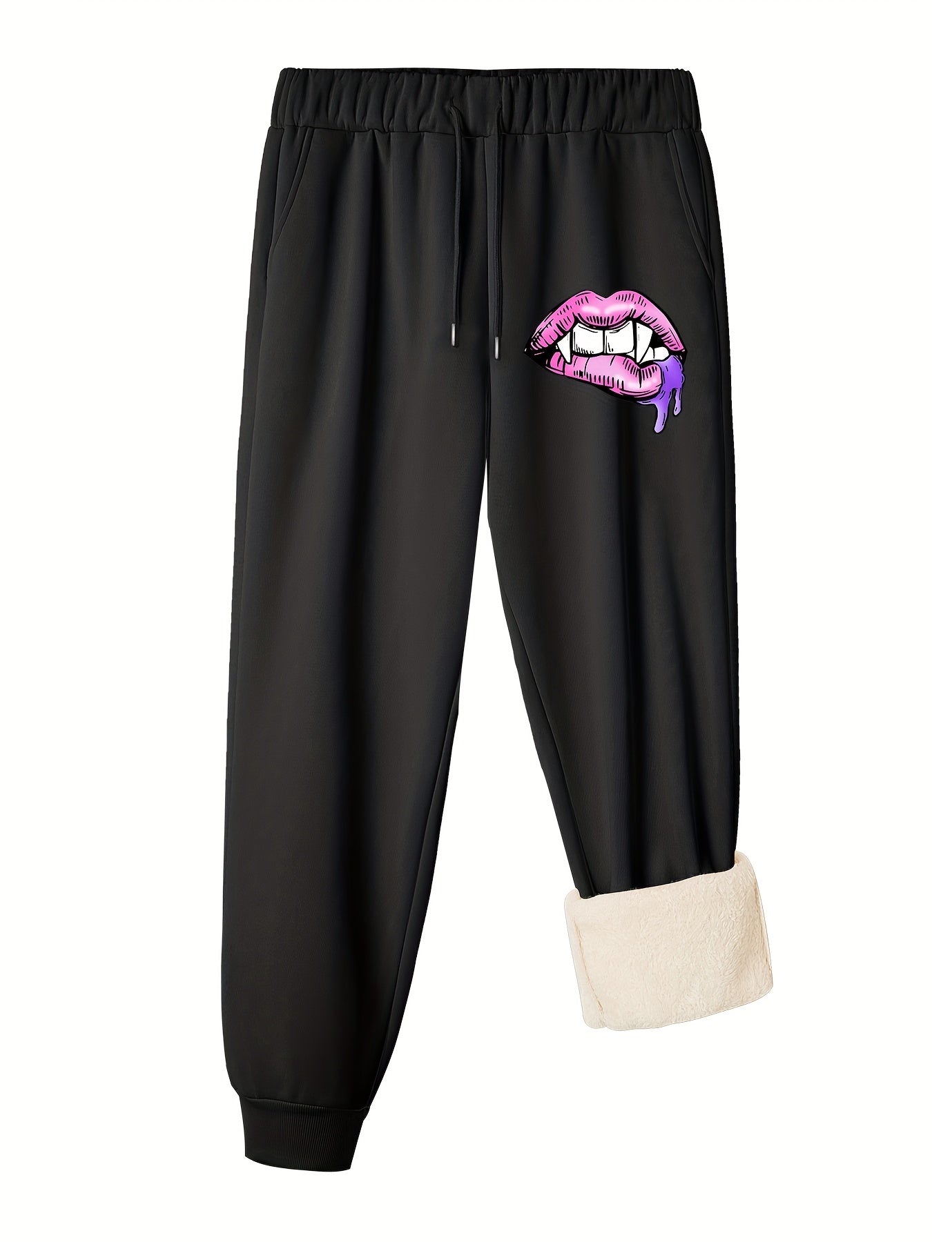  Lip Graphic Fleece Lined Sporty Joggers