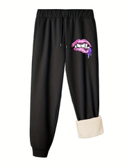  Lip Graphic Fleece Lined Sporty Joggers