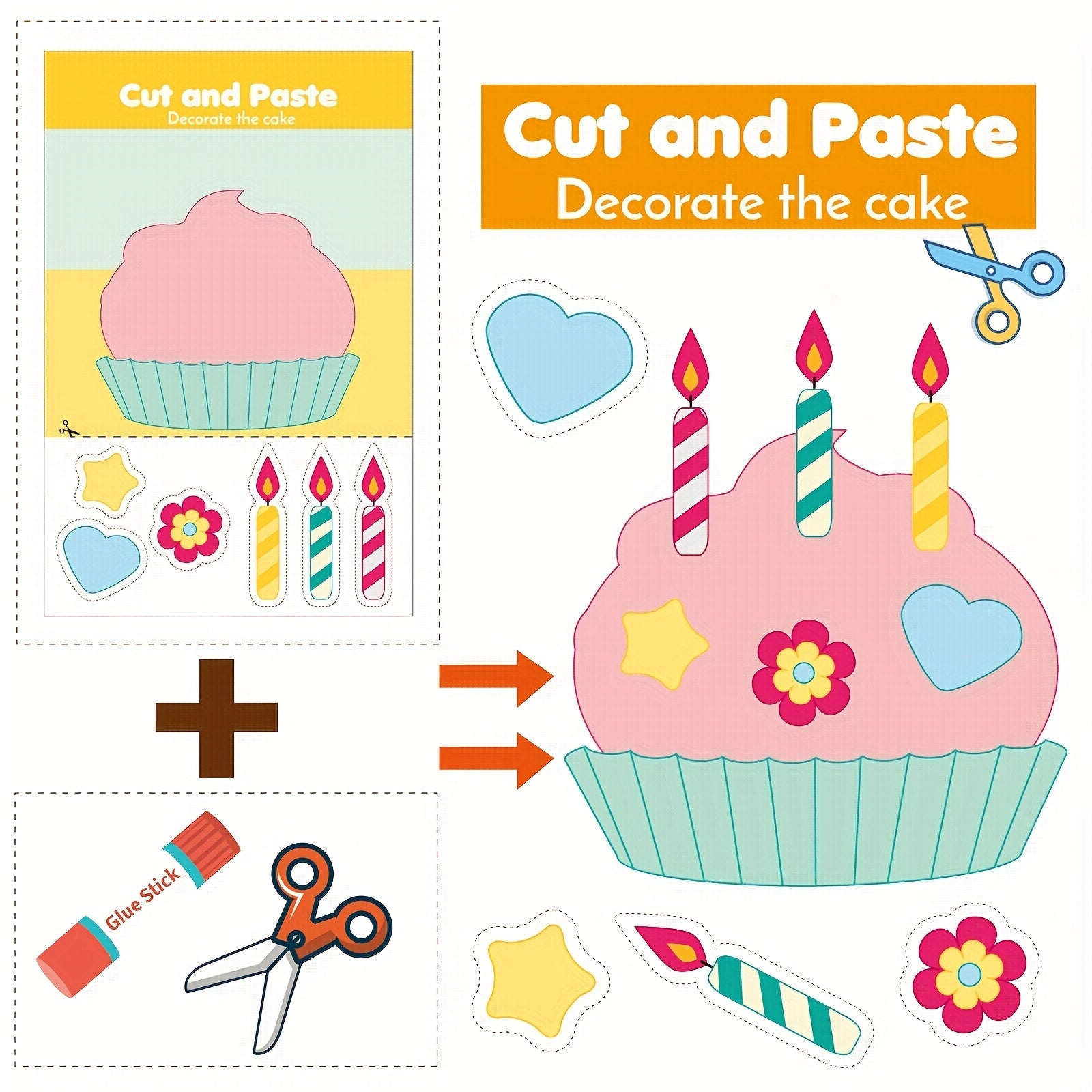 Scissor Skills Activity Book for DIY Paper Crafts - Colorful Designs