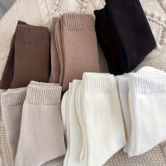 6 Pairs Ribbed Mid Tube Socks Women's Stockings