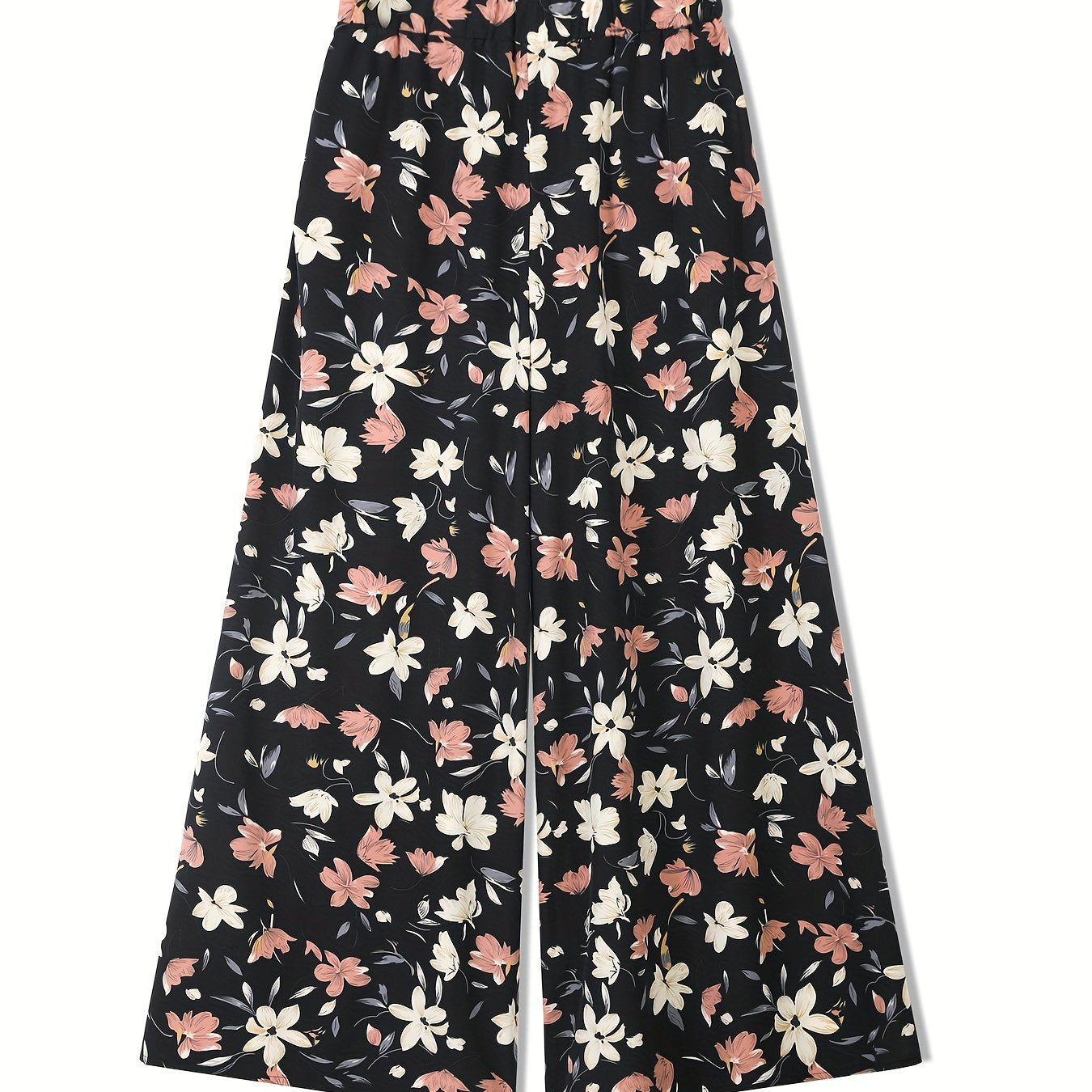 Floral Print High Rise Wide Leg Trousers