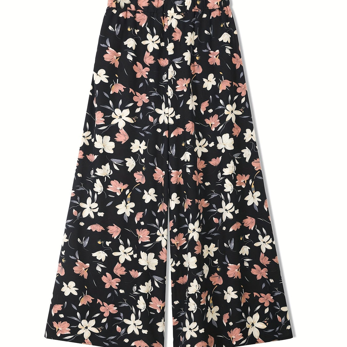 Floral Print High Rise Wide Leg Trousers