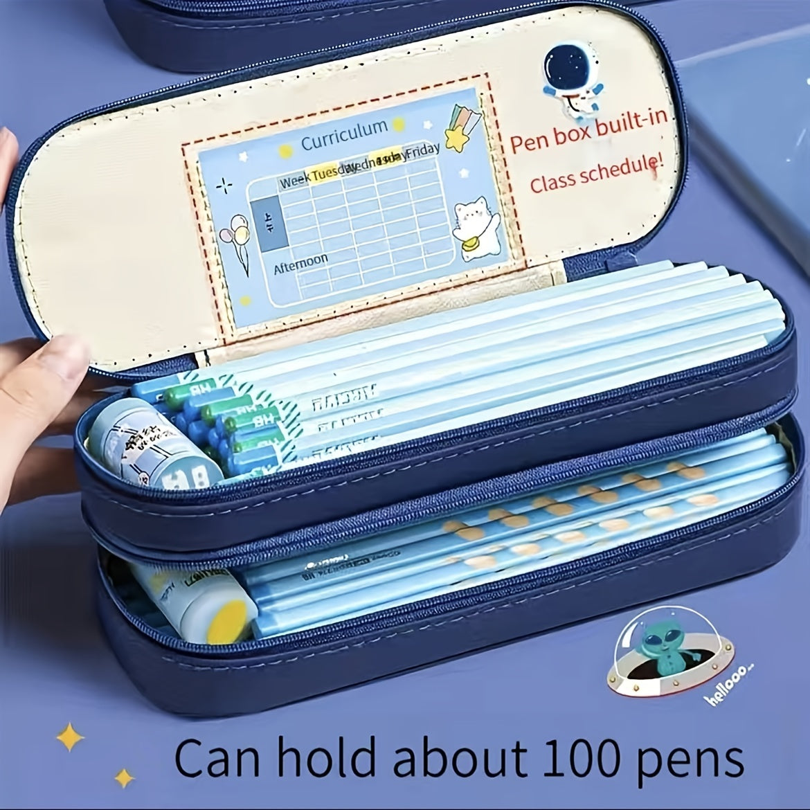 Large Capacity Stationery Box Pencil Case Double Layer Boy Handsome Good Looking