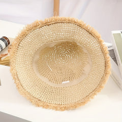 Frayed Brim Sun Hat Packable Wide Brim Beach Hat