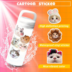 100pcs Cat Expression Package Stickers Funny DIY Cat Head Stickers