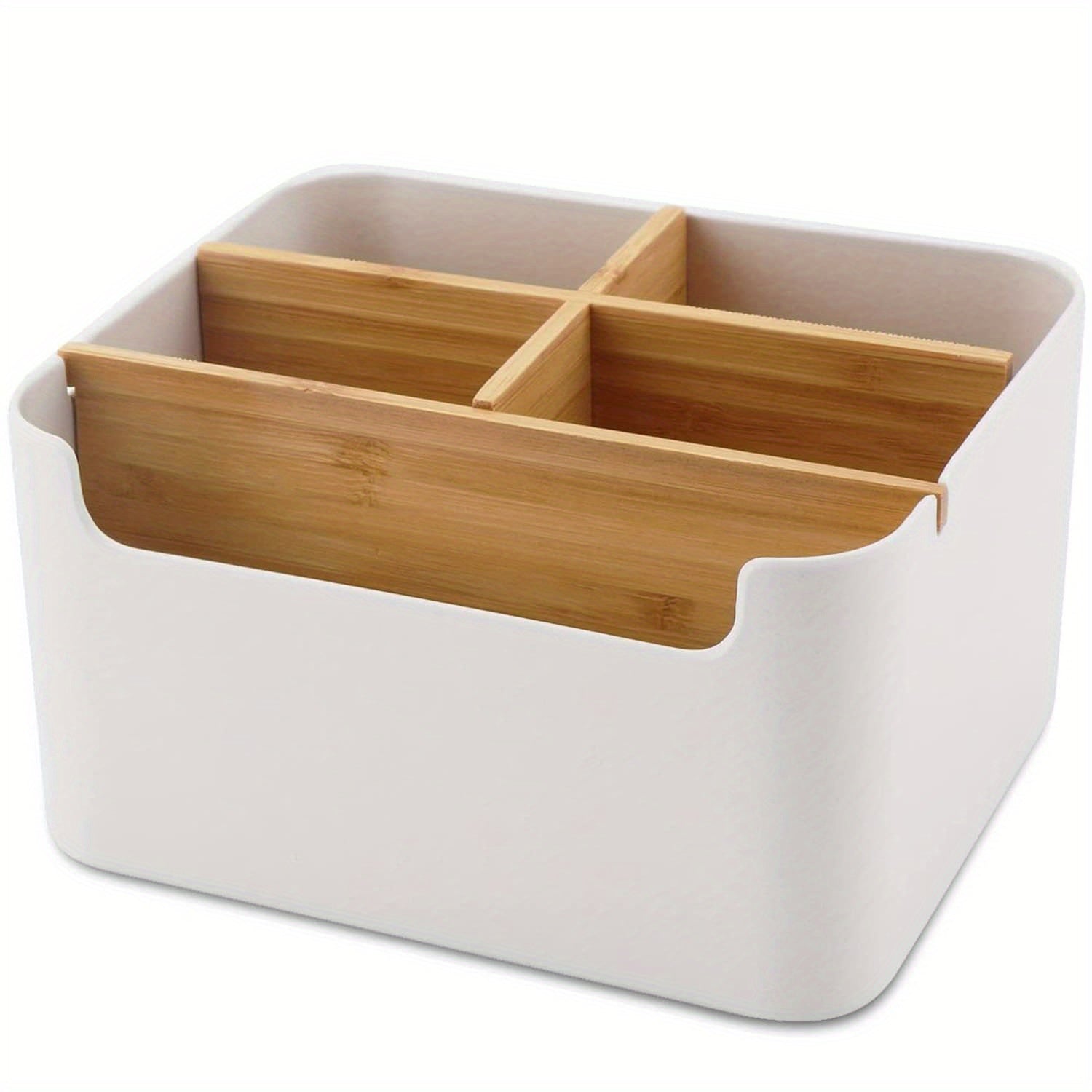 5 Compartments Bamboo Desk Organiser with Pen Holder