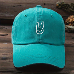 Rabbit Printed Y2K Baseball Cap Vintage Washed Distressed Solid Dad Hats