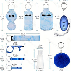 10pcs Women's Self Defense Keychain Set w/ Alarm & Door Opener